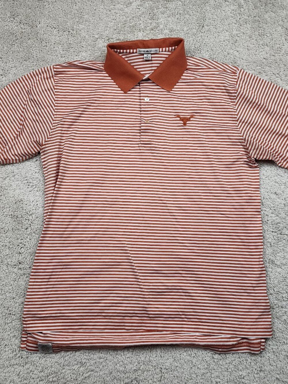 Peter Millar Texas Longhorns Cotton Comfort Polo Shirt Large Orange Striped Golf